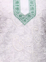 Load image into Gallery viewer, Seva Chikan Hand Embroidered White Cotton Lucknowi Chikan Kurti-SCL0285