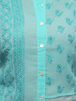 Load image into Gallery viewer, Seva Chikan Hand Embroidered Green Georgette Lucknowi Chikankari Shirt-SCL0514