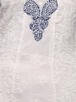 Load image into Gallery viewer, Seva Chikan Hand Embroidered White Cotton Lucknowi Chikan A-line Kurta-SCL0630