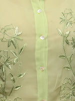 Load image into Gallery viewer, Seva Chikan Hand Embroidered Green Georgette Lucknowi Chikankari Shirt-SCL0515