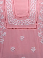 Load image into Gallery viewer, Seva Chikan Hand Embroidered Peach Cotton Lucknowi Chikankari Short Top-SCL0517