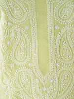 Load image into Gallery viewer, Seva Chikan Hand Embroidered Light Green Cotton Lucknowi Chikan Unstitched Suit Piece-SCL1487