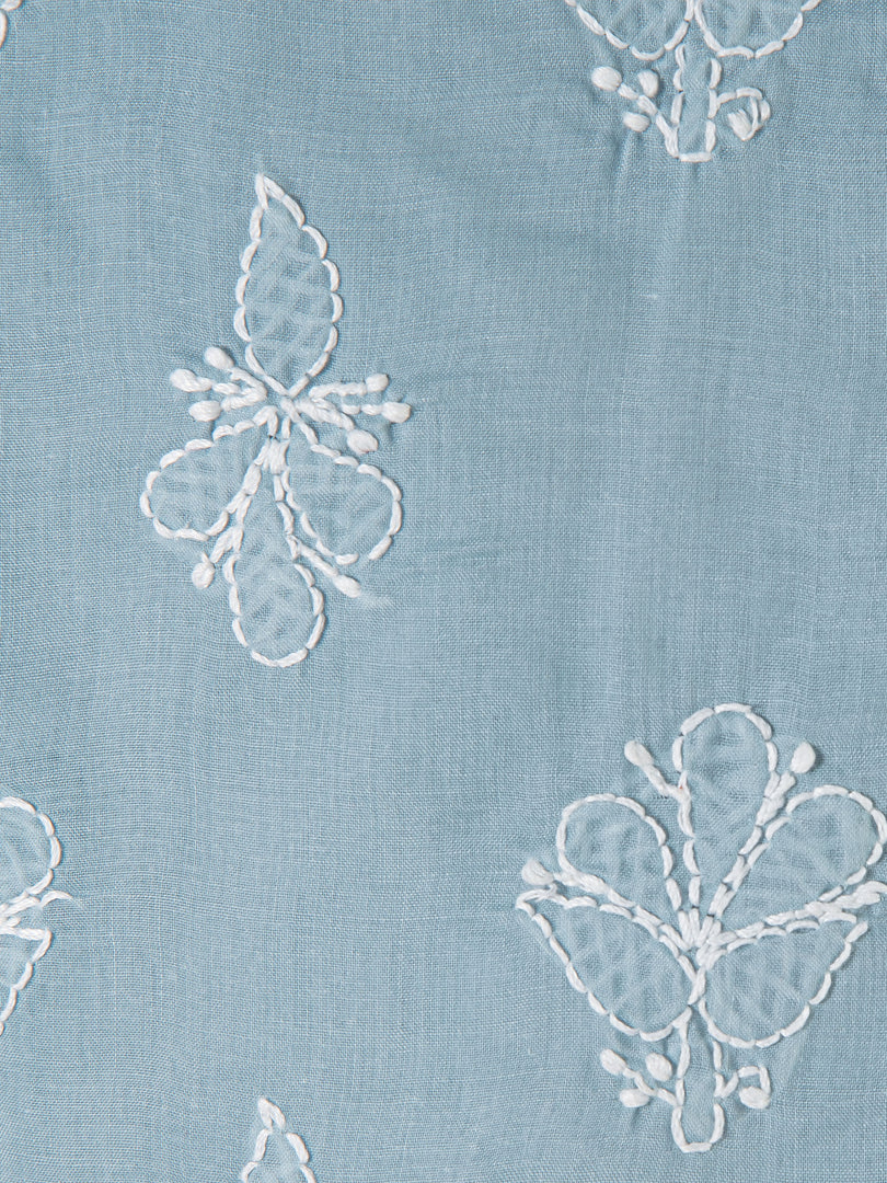 Seva Chikan Hand Embroidered Grey Cotton Lucknowi Chikan Unstitched Suit Piece-SCL1489