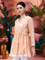 Load image into Gallery viewer, Seva Chikan Hand Embroidered Georgette Lucknowi Chikankari Top With Slip
