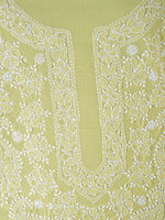 Load image into Gallery viewer, Seva Chikan Hand Embroidered Light Green Cotton Lucknowi Chikan Unstitched Suit Piece-SCL1494