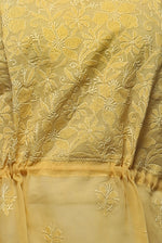 Load image into Gallery viewer, Seva Chikan Hand Embroidered Yellow Cotton Lucknowi Chikankari Short Top-SCL0186