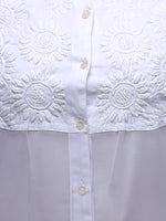 Load image into Gallery viewer, Seva Chikan Hand Embroidered White Poly Georgette Lucknowi Chikankari Shirt-SCL0518