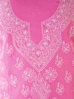 Load image into Gallery viewer, Seva Chikan Hand Embroidered Dark Pink Cotton Lucknowi Chikan Unstitched Suit Piece-SCL1496