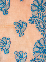 Load image into Gallery viewer, Seva Chikan Hand Embroidered Peach Cotton Lucknowi Chikan Unstitched Suit Piece-SCL1507