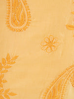 Load image into Gallery viewer, Seva Chikan Hand Embroidered Mustard Cotton Lucknowi Chikan Unstitched Suit Piece-SCL1544