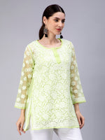 Load image into Gallery viewer, Seva Chikan Hand Embroidered Georgette Lucknowi Chikan Top With Slip
