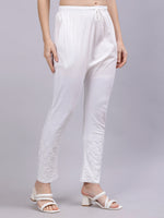 Load image into Gallery viewer, Seva Chikan Hand Embroidered White Lycra Lucknowi Chikankari Palazzo-SCL11032