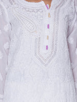 Load image into Gallery viewer, Seva Chikan Hand Embroidered White Cotton Lucknowi Chikan Kurti SCL1040