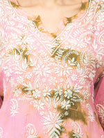 Load image into Gallery viewer, Seva Chikan Hand Embroidered Pink Rayon Lucknowi Chikankari Short Top-SCL2017