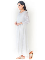 Load image into Gallery viewer, Seva Chikan Hand Embroidered White Cotton Lucknowi Chikankari Anarkali- SCL1317