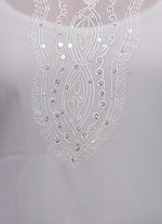 Load image into Gallery viewer, Seva Chikan Hand Embroidered White Georgette Lucknowi Chikankari Short Top With Sequins Work-SCL0166