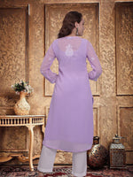 Load image into Gallery viewer, Seva Chikan Hand Embroidered Georgette Lucknowi Chikankari Kurta With Slip