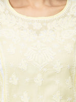 Load image into Gallery viewer, Seva Chikan Hand Embroidered Yellow Cotton Lucknowi Chikankari Short Top-SCL2043