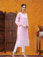 Load image into Gallery viewer, Seva Chikan Hand Embroidered Georgette Chikankari Kurta With Matching Slip