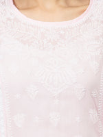 Load image into Gallery viewer, Seva Chikan Hand Embroidered Pink Cotton Lucknowi Chikankari Short Top-SCL2046
