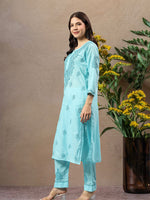 Load image into Gallery viewer, Seva Chikan Hand Embroidered Cotton Lucknowi Chikankari Kurta Set