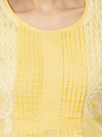 Load image into Gallery viewer, Seva Chikan Hand Embroidered Yellow Cotton Lucknowi Chikankari Short Top-SCL2023