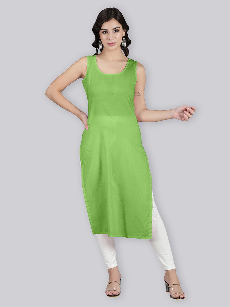 Seva Chikan Cotton Long Slips Combo of White (Pack of 2)