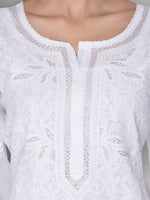 Load image into Gallery viewer, Seva Chikan Hand Embroidered White Cotton Lucknowi Chikankari Kurta With Muqaish Work-SCL0993