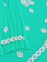 Load image into Gallery viewer, Seva Chikan Hand Embroidered Sea Green Georgette Lucknowi Chikankari Unstitched Suit Piece-SEV15045
