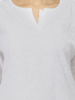 Load image into Gallery viewer, Seva Chikan Hand Embroidered White Cotton Lucknowi Chikan Top-SCL2196