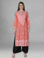 Load image into Gallery viewer, Seva Chikan Hand Embroidered Modal Cotton Lucknowi Chikan Kurti