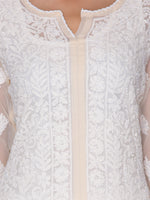Load image into Gallery viewer, Seva Chikan Hand Embroidered Beige Georgette Lucknowi Chikan Kurti SCL1039