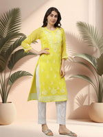Load image into Gallery viewer, Seva Chikan Hand Embroidered Georgette Lucknowi Chikankari Kurta With Slip