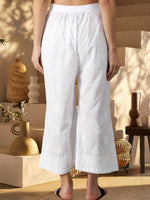 Load image into Gallery viewer, Seva Chikan Hand Embroidered White Cotton Lucknawi Chikankari Palazzo-SCL11021