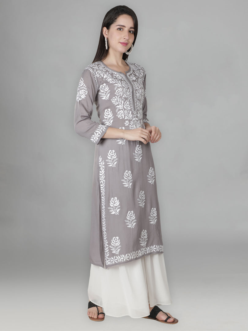 Seva Chikan Hand Embroidered Modal Cotton Lucknowi Chikankari Kurta