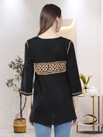 Load image into Gallery viewer, Seva Chikan Hand Embroidered Black Cotton Lucknowi Chikankari Top