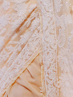 Load image into Gallery viewer, Seva Chikan Hand Embroidered Fawn Georgette Lucknowi Saree-SCL0411