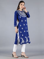 Load image into Gallery viewer, Seva Chikan Hand Embroidered Cotton Lucknowi Chikan Kurti