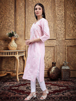 Load image into Gallery viewer, Seva Chikan Hand Embroidered Terivoil Cotton Lucknowi Chikankari Kurta