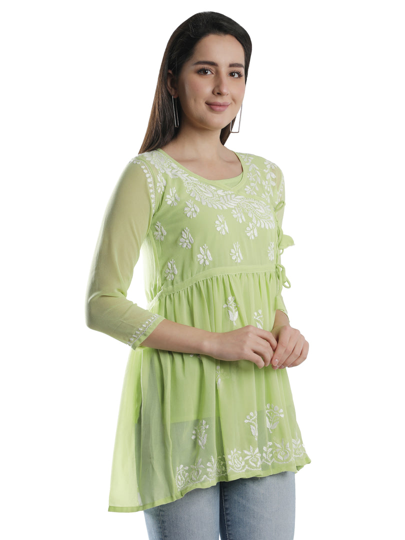 Seva Chikan Hand Embroidered Georgette Lucknowi Chikan Top