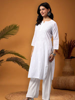 Load image into Gallery viewer, Seva Chikan Hand Embroidered Lucknowi Chikankari White Cotton Kurta SCL4770