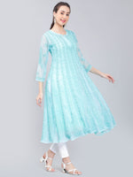 Load image into Gallery viewer, Seva Chikan Hand Embroidered Georgette Lucknowi Chikankari Anarkali