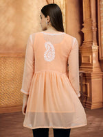 Load image into Gallery viewer, Seva Chikan Hand Embroidered Georgette Lucknowi Chikankari Top With Slip