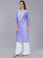 Load image into Gallery viewer, Seva Chikan Hand Embroidered Terivoil Cotton Lucknowi Chikan Kurta