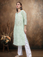 Load image into Gallery viewer, Seva Chikan Hand Embroidered Cotton Lucknowi Chikankari Kurta