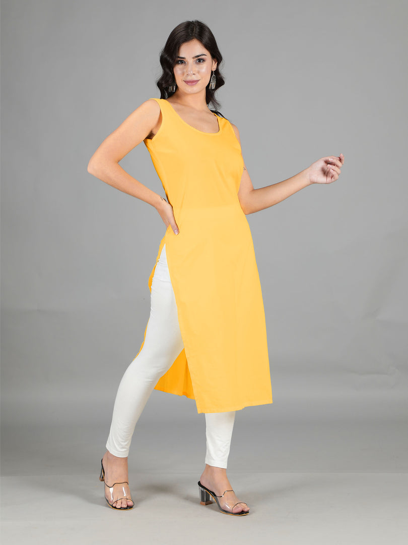 Seva Chikan Cotton Long Slips Combo of White (Pack of 2)