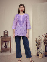 Load image into Gallery viewer, Seva Chikan Hand Embroidered Cotton Lucknowi Chikan Top