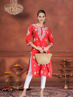 Load image into Gallery viewer, Seva Chikan Hand Embroidered Terivoil Cotton Lucknowi Chikankari Kurta
