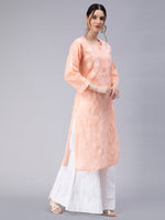 Load image into Gallery viewer, Seva Chikan Hand Embroidered Terivoil Cotton Lucknowi Chikan Kurti
