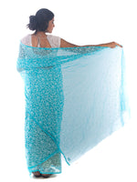 Load image into Gallery viewer, Seva Chikan Hand Embroidered Sky Blue Georgette Lucknowi Saree-SCL1758
